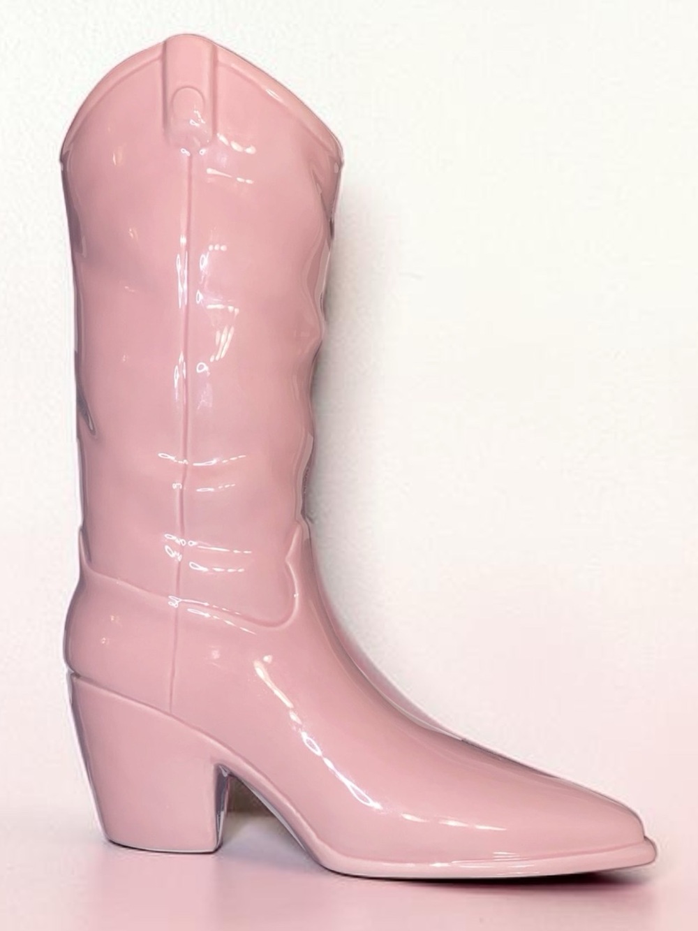 COWGIRL BOOT VASE Ceramic Decor PINK 13” Tall